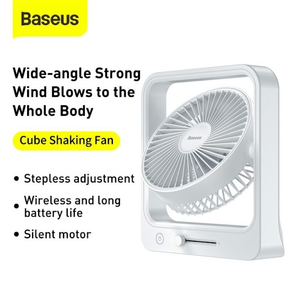 Quạt mini Pin sạc Baseus Cube Shaking Fan (Pin sạc 5400mAh, 18h sử dụng , Xoay 60 độ, Điều chỉnh nhiều cấp tốc độ, Cực êm )