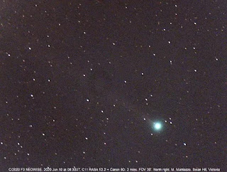 Snímek komety NEOWISE z 10. června 2020. Foto: Michael Mattiazzo.