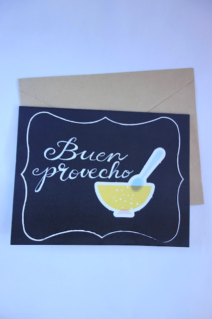 blank cards, decorating blank cards, how to make a birthday card, paper crafts, Paper Lover's Book, blah to TADA, Buen Provecho, hand lettering, Gelly Roll white pen