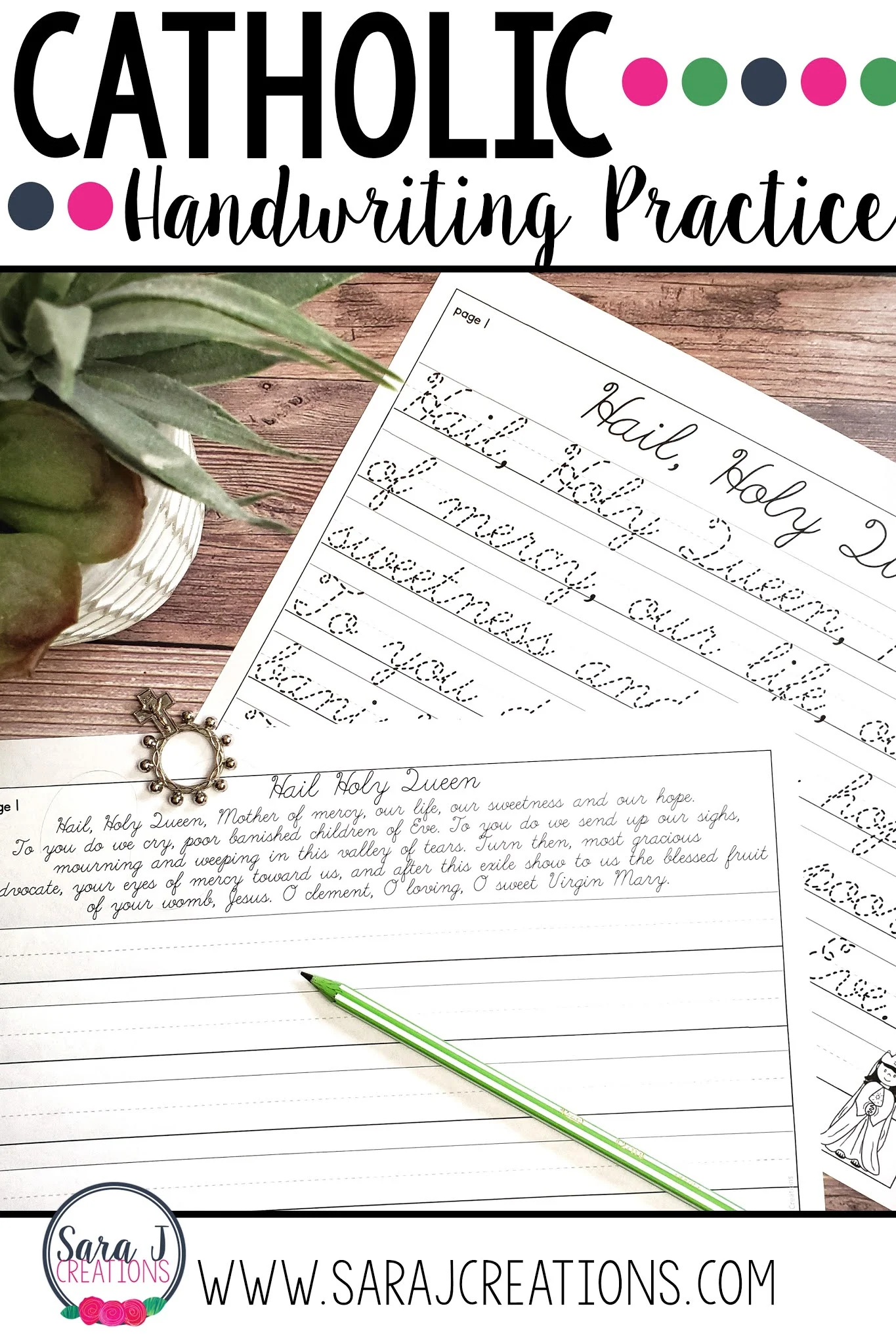 Practice the print & cursive alphabet with these Catholic Handwriting Practice Pages. Even includes prayers to practice.