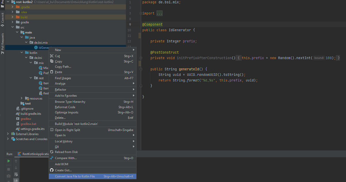 Kotlin und Java Code im Spring Projekt mischen