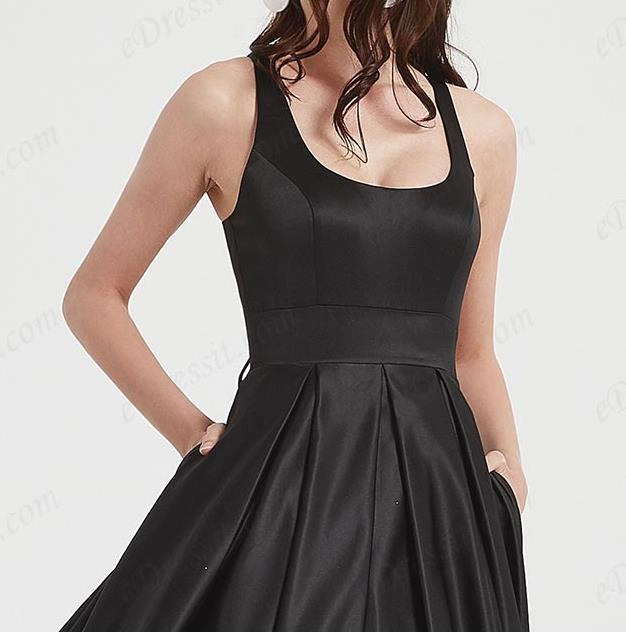 Black Square Collar Puffy Skirt Party Ball Dress