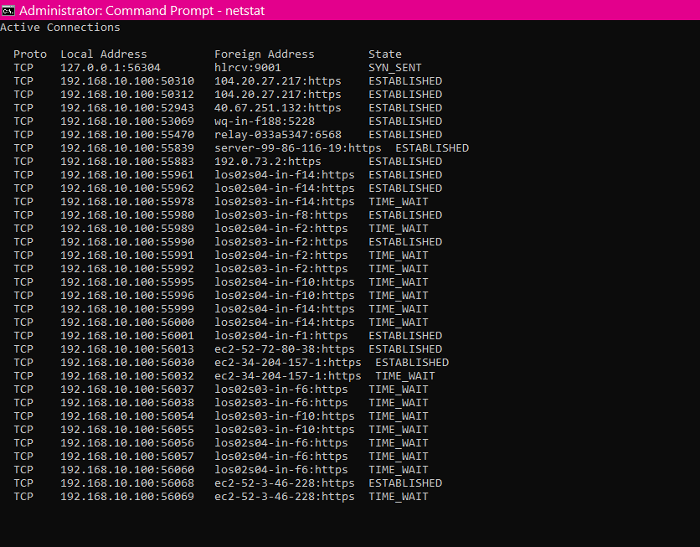 คำสั่ง netstat