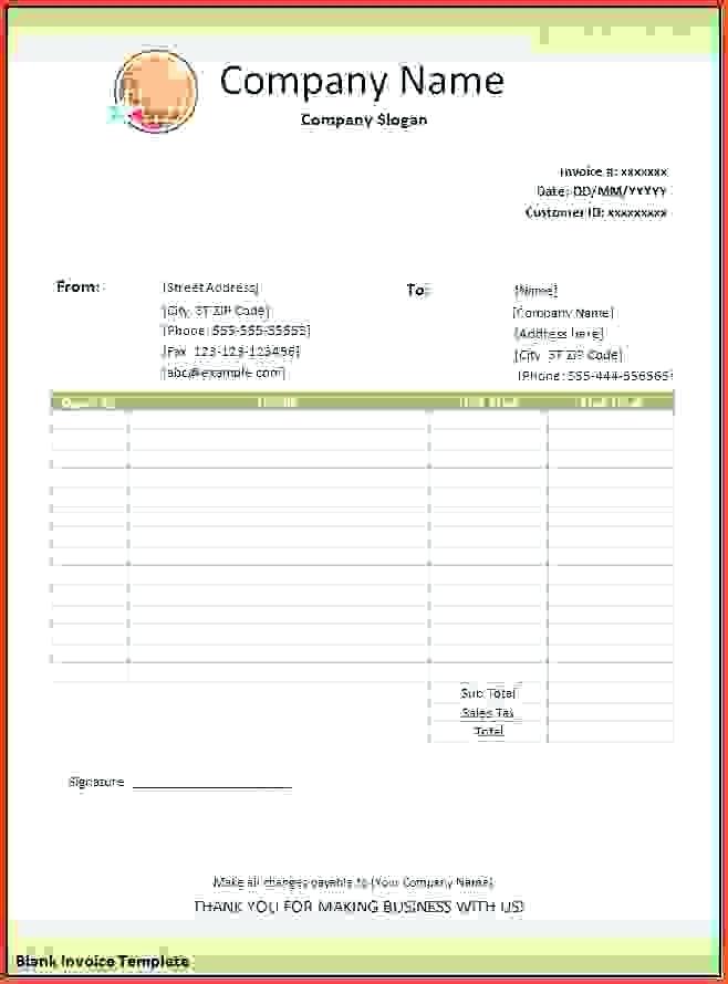 Printable Invoice Template Excel