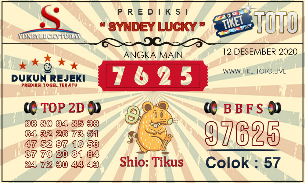 Prediksi Togel SYDNEY LUCKY TIKETTOTO 12 DESEMBER 2020