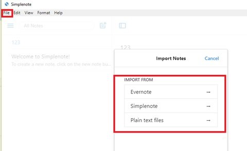 Aplicación para tomar notas Simplenote