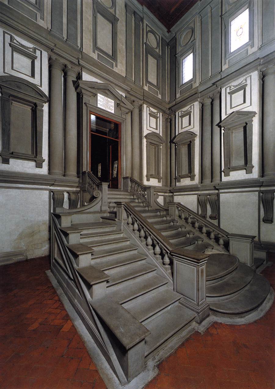 The 3-story vestibule welcomes visitors to the Laurentian Library. Photo: Web Gallery of Art. Unauthorized use is prohibited.
