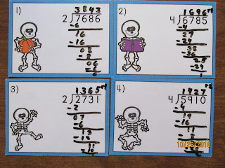 Skeletons Long Division Task Cards