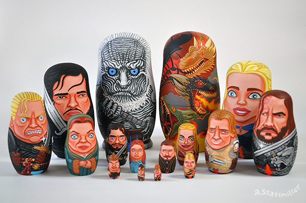 Matryoshka Mania: Game of Thrones Green Pear Diaries, ilustraciones, matrioskas, Andy Stattmiller, Matryoshka Mania, Game of Thrones