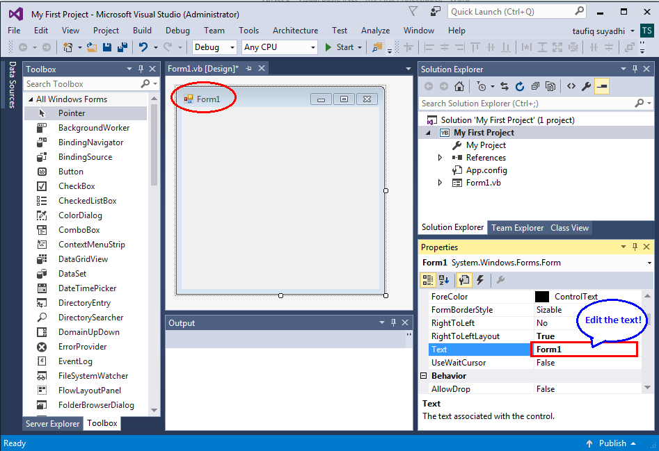 My First Windows Application Project Using Visual Basic .Net | Robotics ...