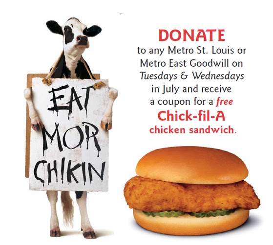 Coupon STL: FREE Chick-fil-A Sandwich when you Donate to St Louis Area Goodwill