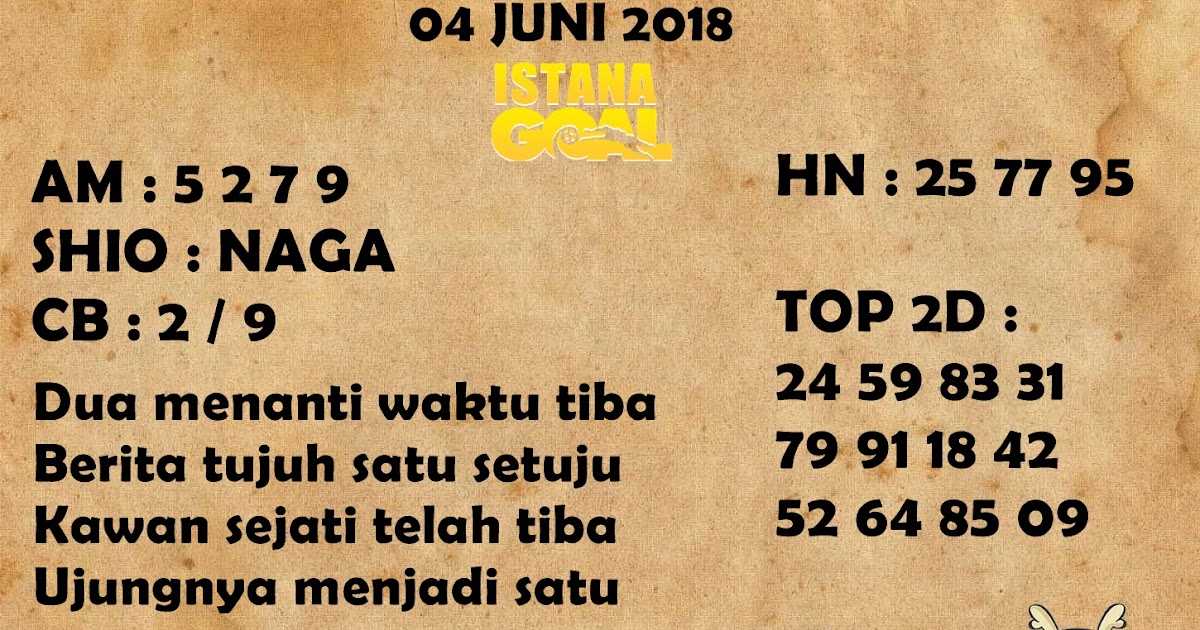 PREDIKSI TOGEL HONGKONG POOLS 04 JUNI 2018 AGEN RESMI ISTANAGOAL