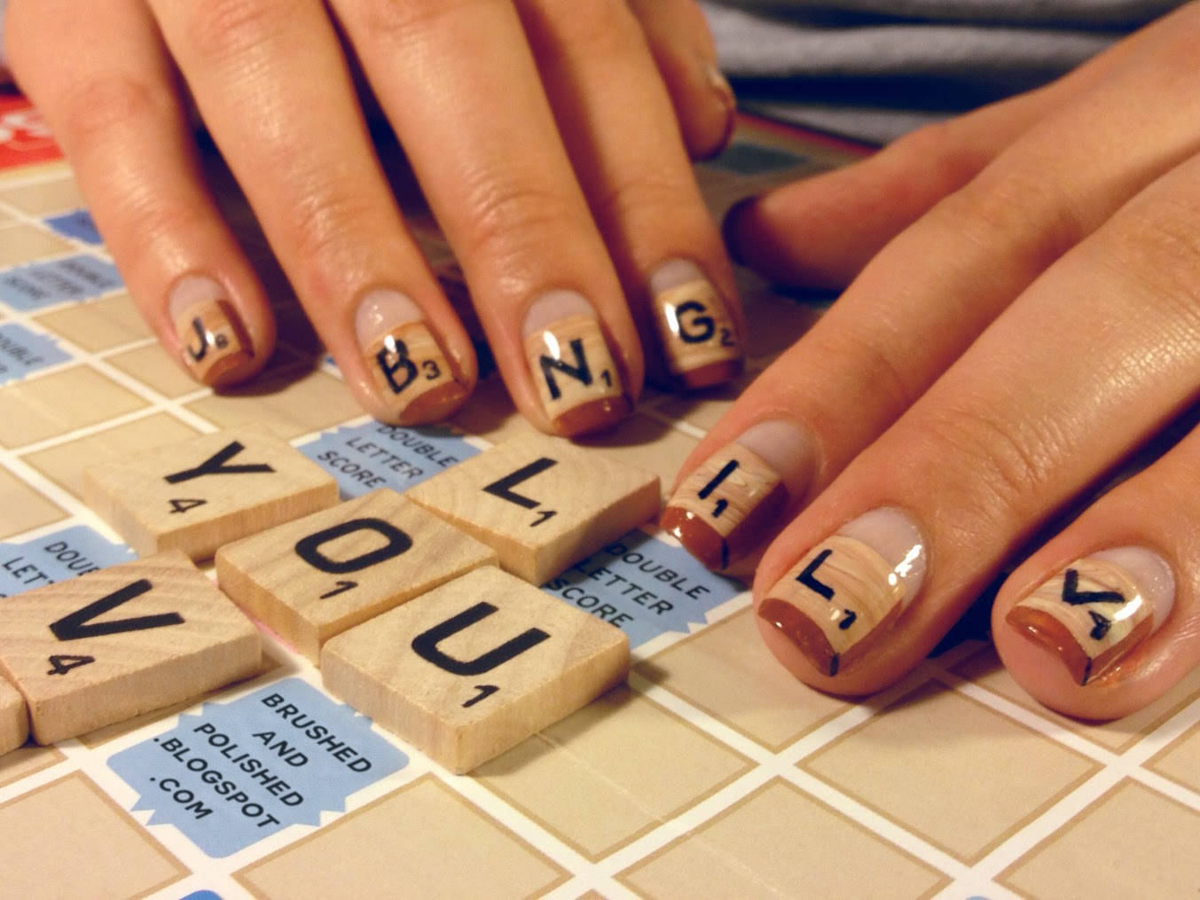 Brushed & Polished Scrabble Nails