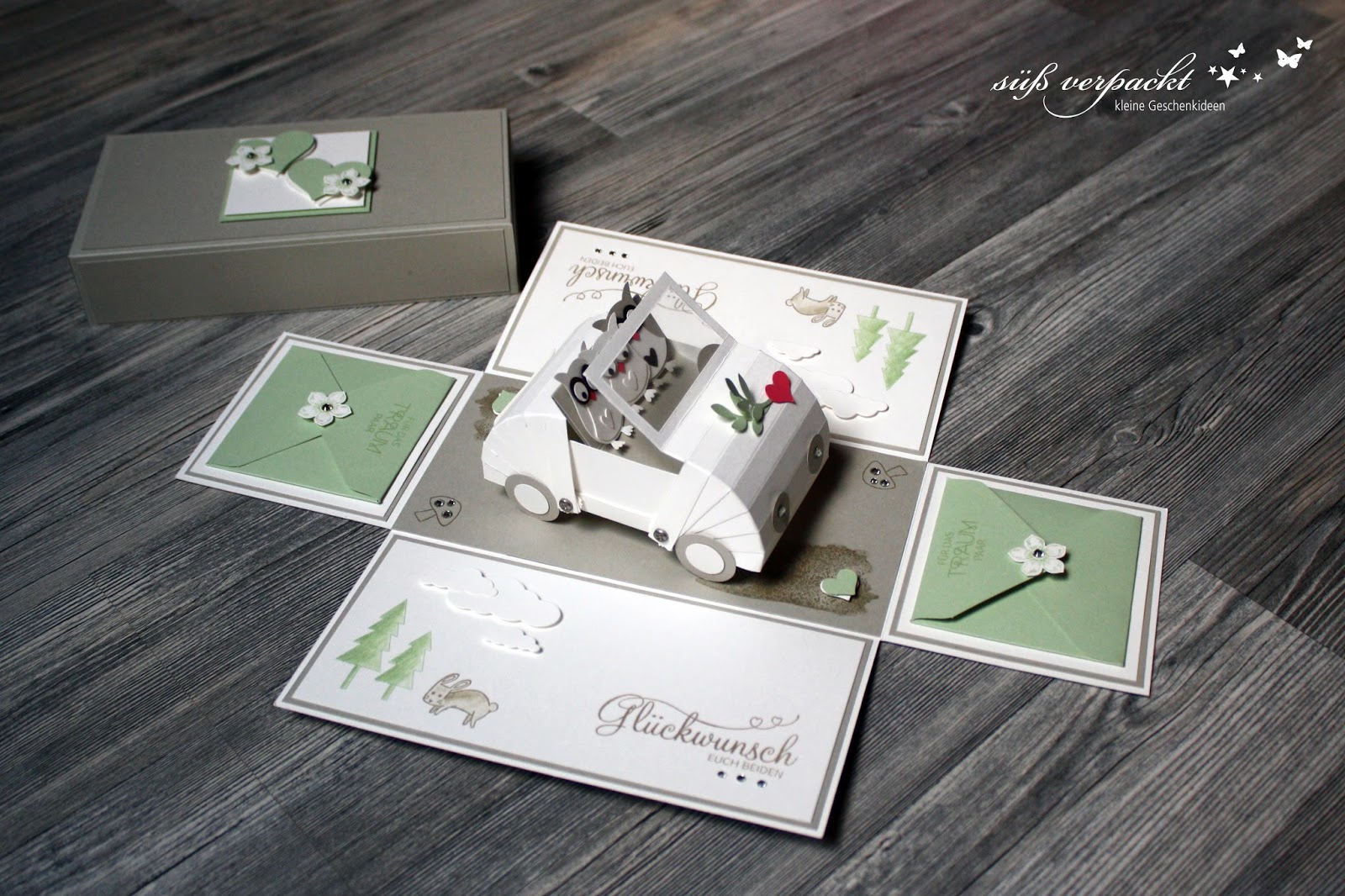 süß verpackt: Explosionsbox Auto