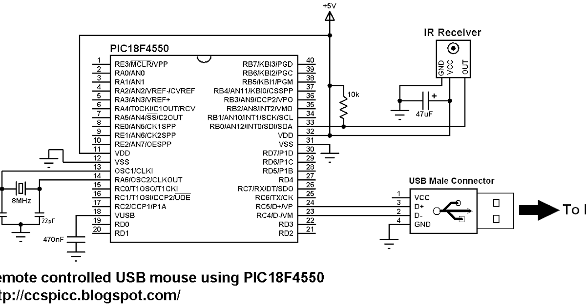 Remote controlled USB mouse using PIC18F4550