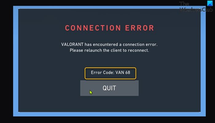 รหัสข้อผิดพลาดการเชื่อมต่อ VALORANT VAN 135, 68, 81
