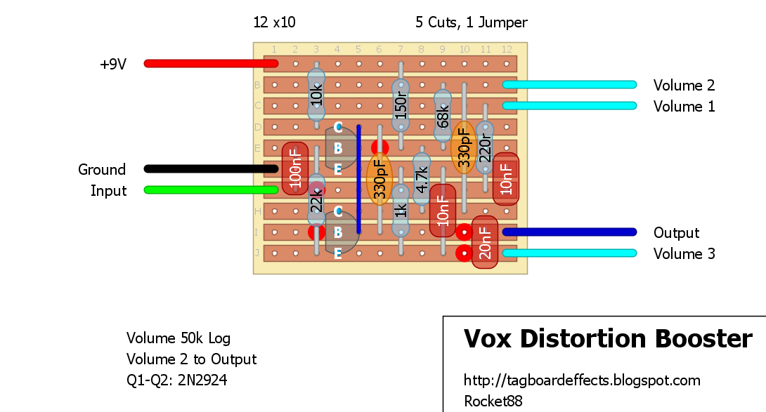 Guitar FX Layouts: Vox Distortion Booster V8161