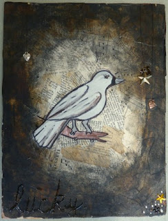 Whoopidooings: Mixed Media on Wood - Lucky Bird by Devon Louise