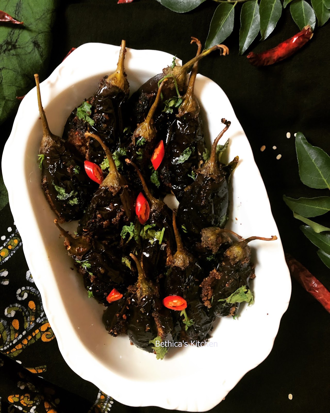 Bethica's Kitchen Flavours Gutti Vankaya Fry (Stuffed Eggplant Fry