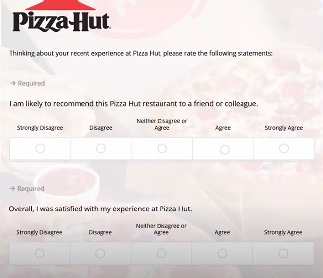 Tell Pizza Hut your survey and win 1,000 on