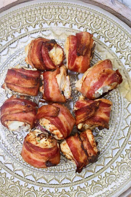 Air Fryer Bacon-wrapped Stuffed Chicken Breast
