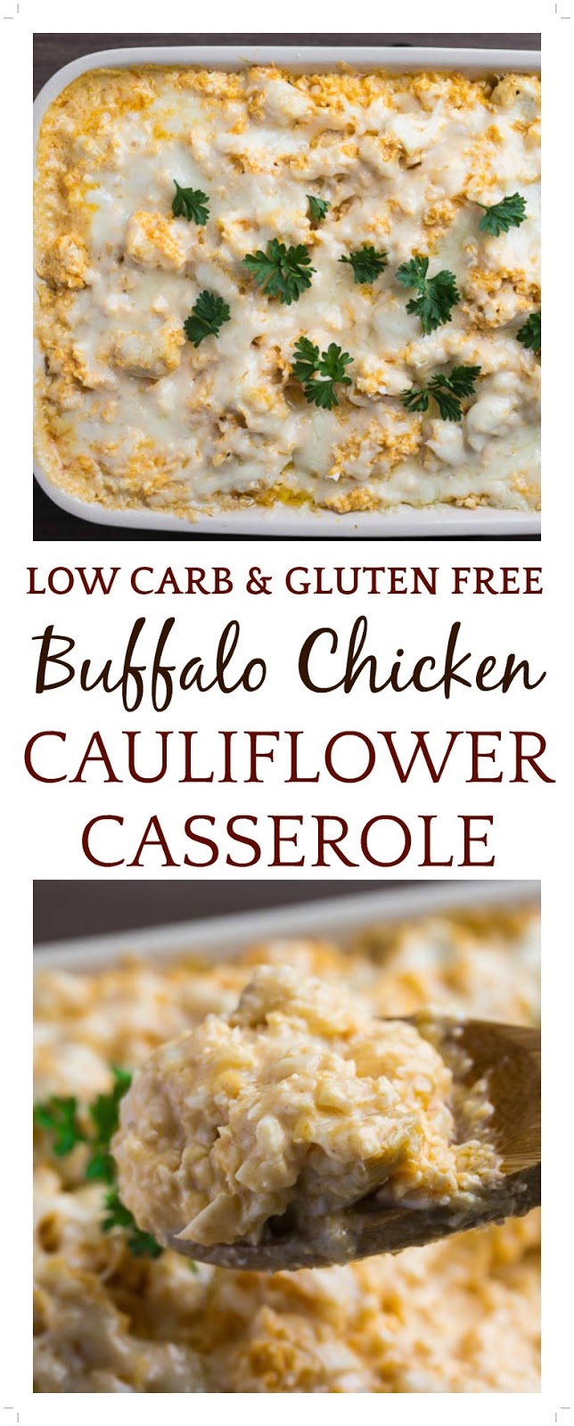 Creamy Buffalo Chicken Cauliflower Casserole