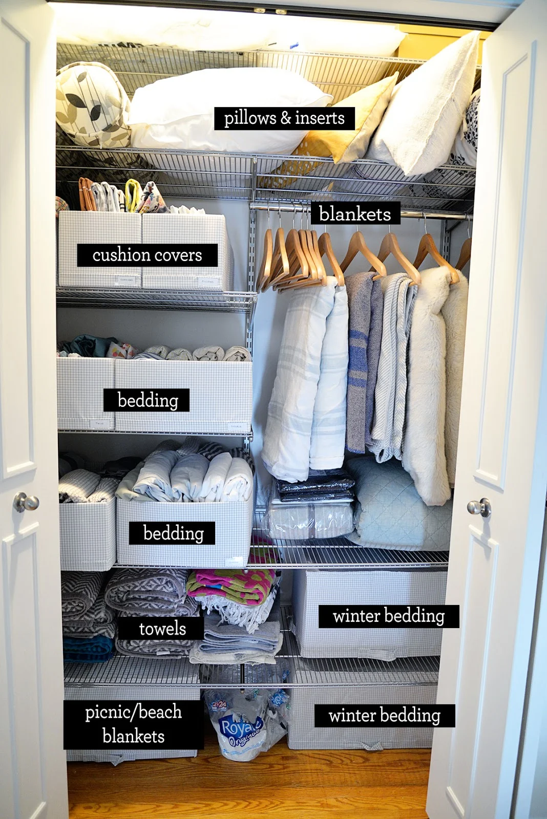linen closet organization ideas, ideas for linen closet, how to store blankets, Ikea STUK organizers