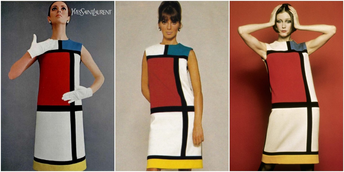 Colorful Dresses by Yves Saint Laurent Shown With a Mondrian Painting ...