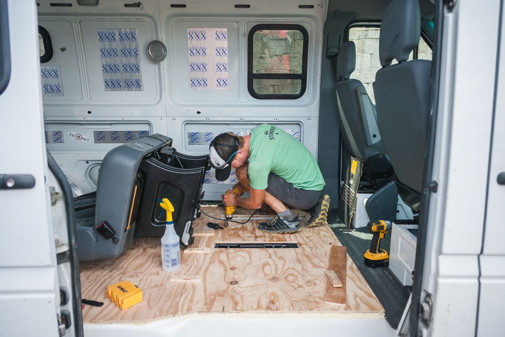 Sprinter van Bench seat installation in our cargo van