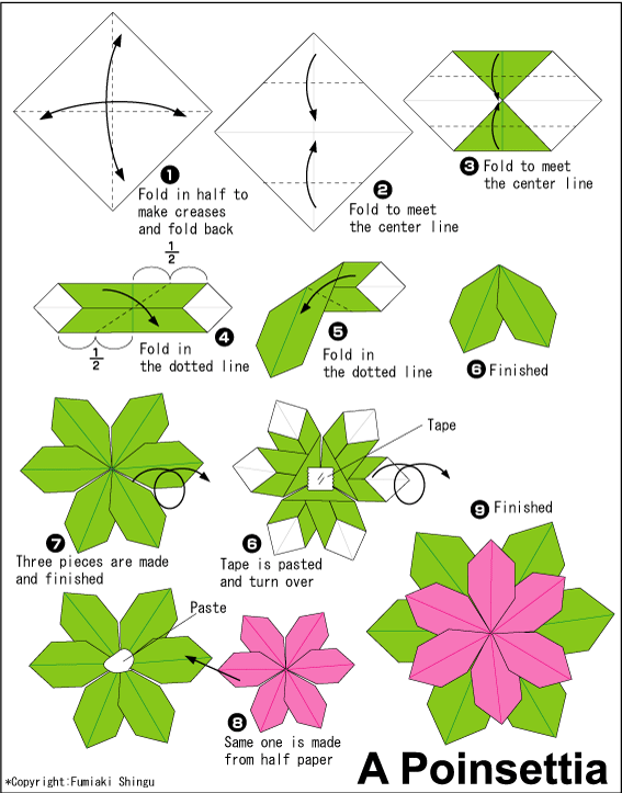 Poinsettia Easy Origami Instructions For Kids
