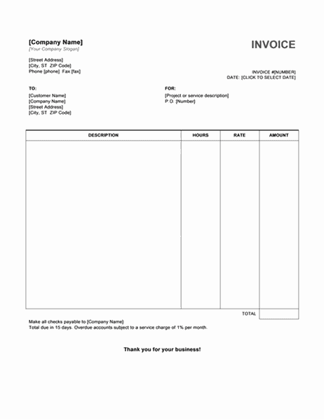 Free Blank Invoice Template Microsoft Word Invoice Template