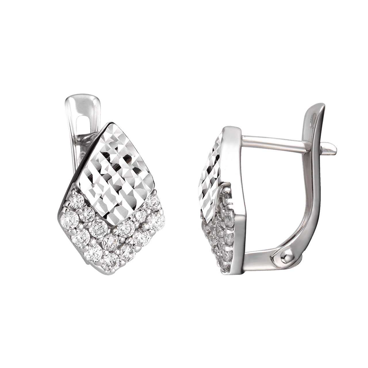 Bông tai Vàng trắng Ý 18K đính đá CZ PNJ XMXMW000451