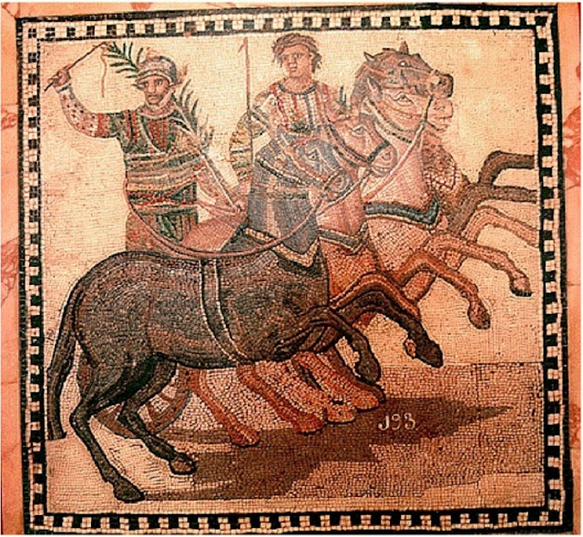 Победитель гонки на римских колесницах из Красной команды