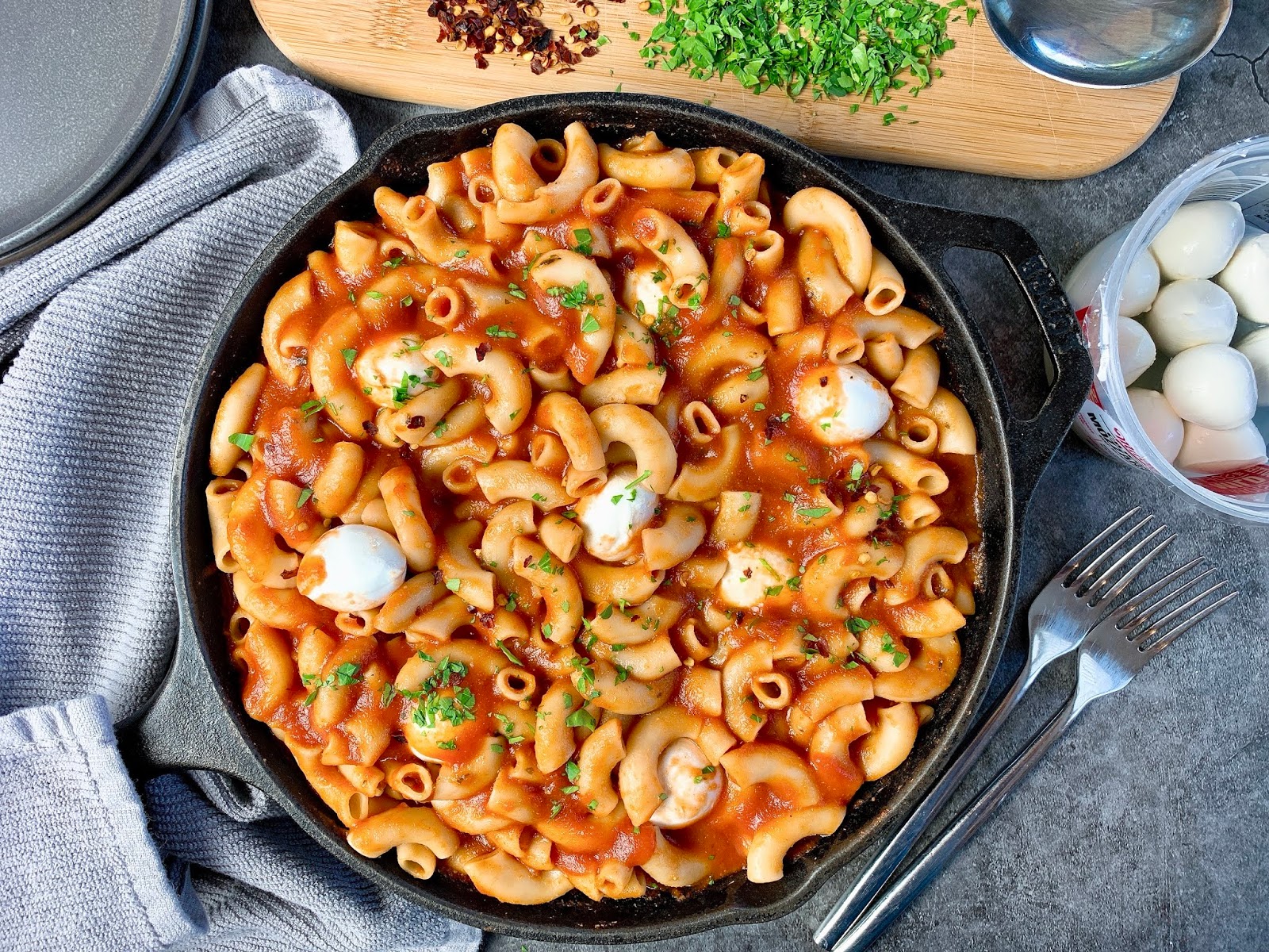 Pasta with ParmesanSpiked Marinara and Fresh Mozzarella
