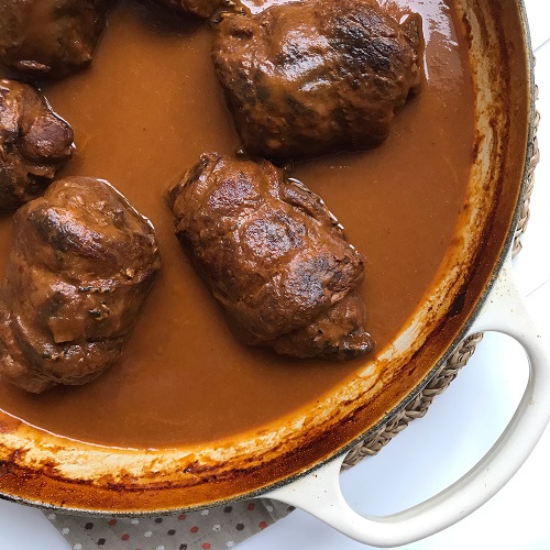 Greenway36: Rinderrouladen mit Backpflaumen, Nüssen und Südtiroler Speck