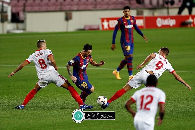 ملخص مباراة برشلونة واشبيليه