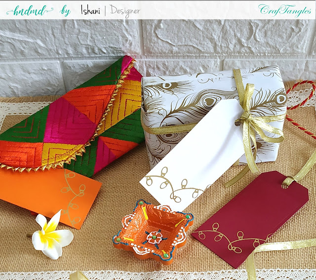 Diwali Crafts, Diwali cards, Mass producing crafts, Diwali tags, Diwali, easy Diwali cards, Quillish, Heat embossing on cards, One layer cards,