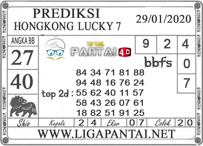 PREDIKSI TOGEL HONGKONG LUCKY7 PANTAI4D 29 JANUARI 2020