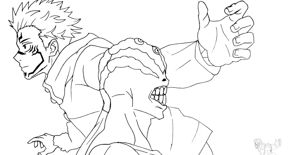 Coloring Page Of Sukuna Destroying A Special Curse