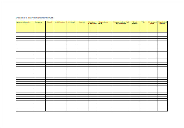 Food inventory template in MS Excel format