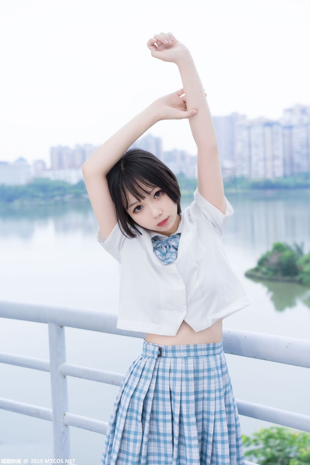 Image [MTCos] 喵糖映画 Vol.015 – Chinese Cute Model - White Shirt and Plaid Skirt - TruePic.net- Picture-41