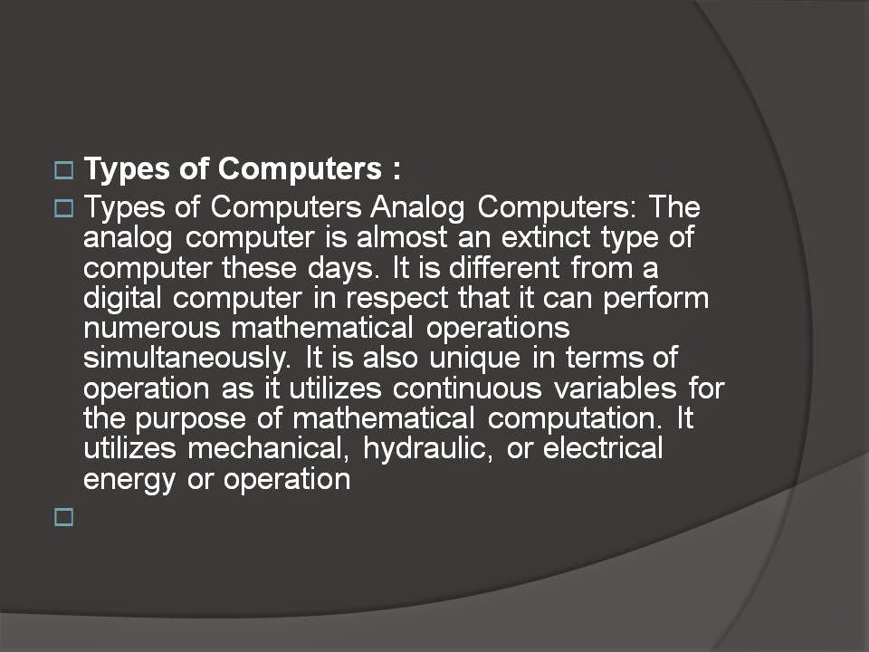 Types of Computers The Four Types of Computers Computer Knowledge Blog