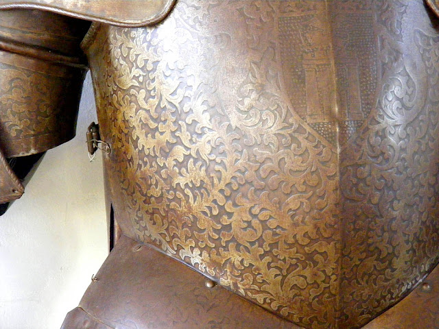 Detail of etched armour, collection of the Chateau Royal d'Amboise, Indre et Loire, France. Photo by Loire Valley Time Travel.