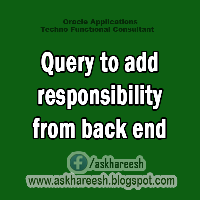 Query to add responsibility from back end