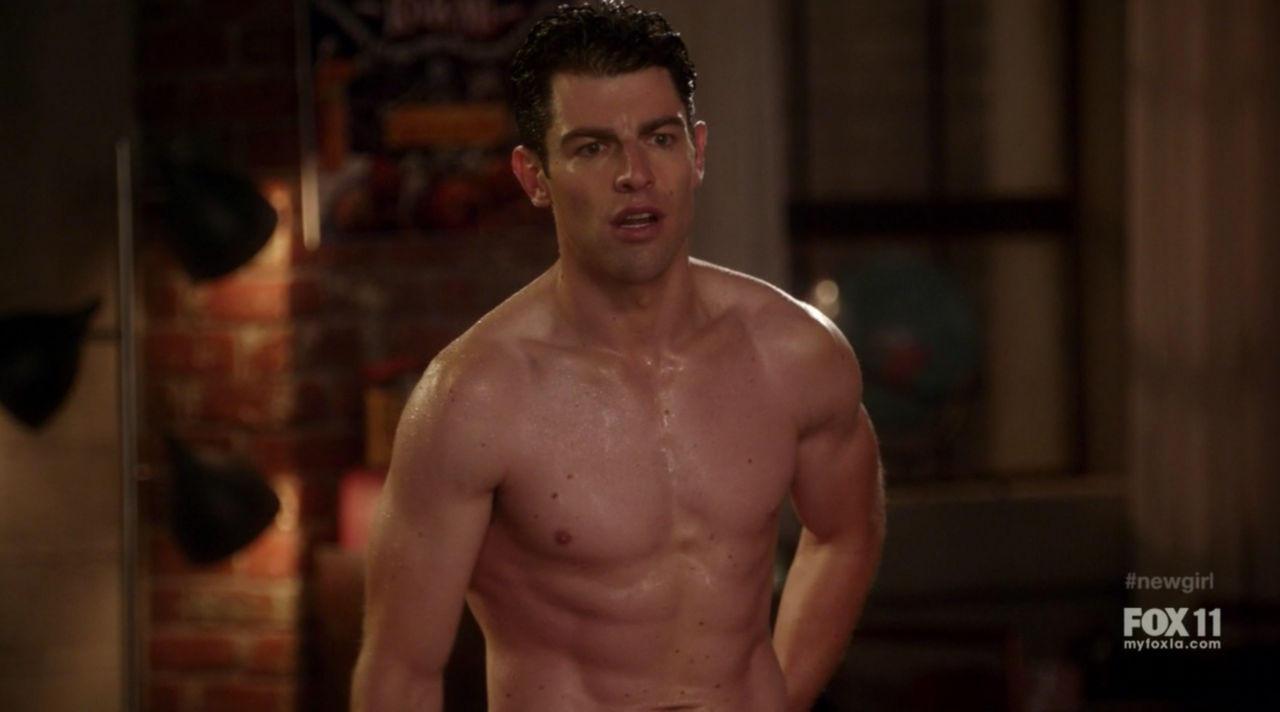Max Greenfield shirtless in New Girl.