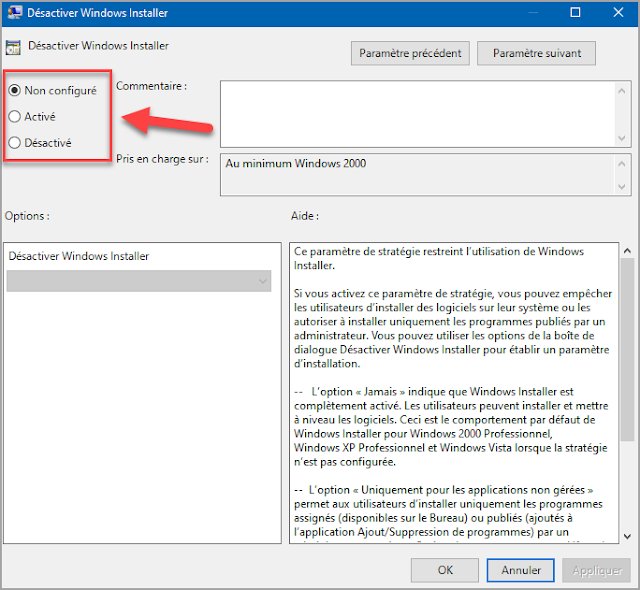 Empêcher les utilisateurs d'installer des logiciels dans Windows 10 Mots-clés : Empêcher, interdire, utilisateurs, installation, logiciels, Windows 10, sécurité, administration, stratégie local, configuration, désactiver, Windows installer.
