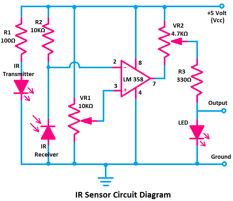 IR Sensor Circuit, Connection Diagram, Project - ETechnoG