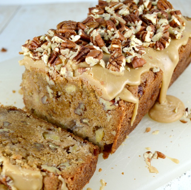 apple bread with pecan praline glaze