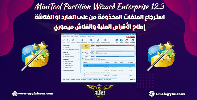 النسخة المحمولة والكاملة من عملاق استرجاع المحذوفات Minitool partition wizard technician 12.3