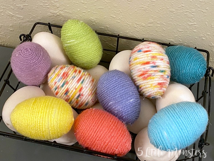5 Little Monsters Yarn Wrapped Easter Eggs